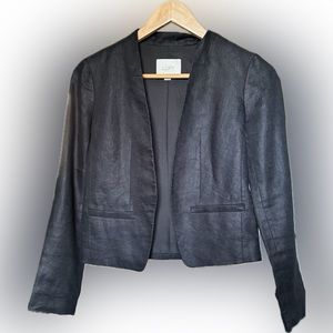 Ann Taylor Loft Black 100% Linen Petite Blazer Size 00